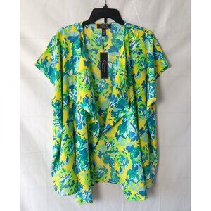 C Wonder Christian Siriano Floral Kimono M/L Green Yellow NWT Lightweight